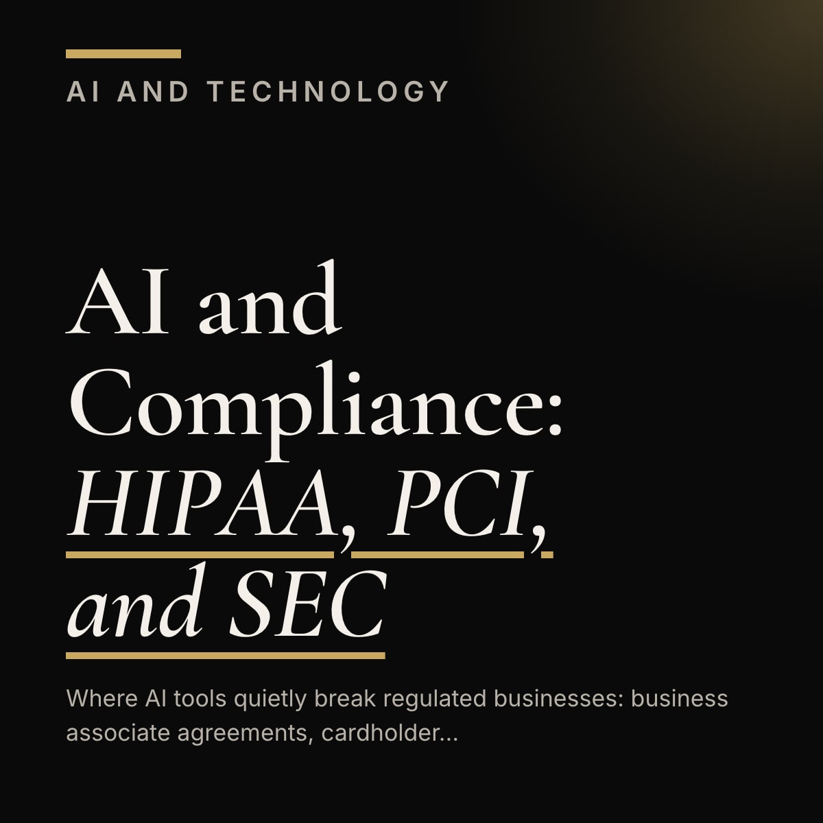 Journal cover reading AI and Compliance: HIPAA, PCI, and SEC