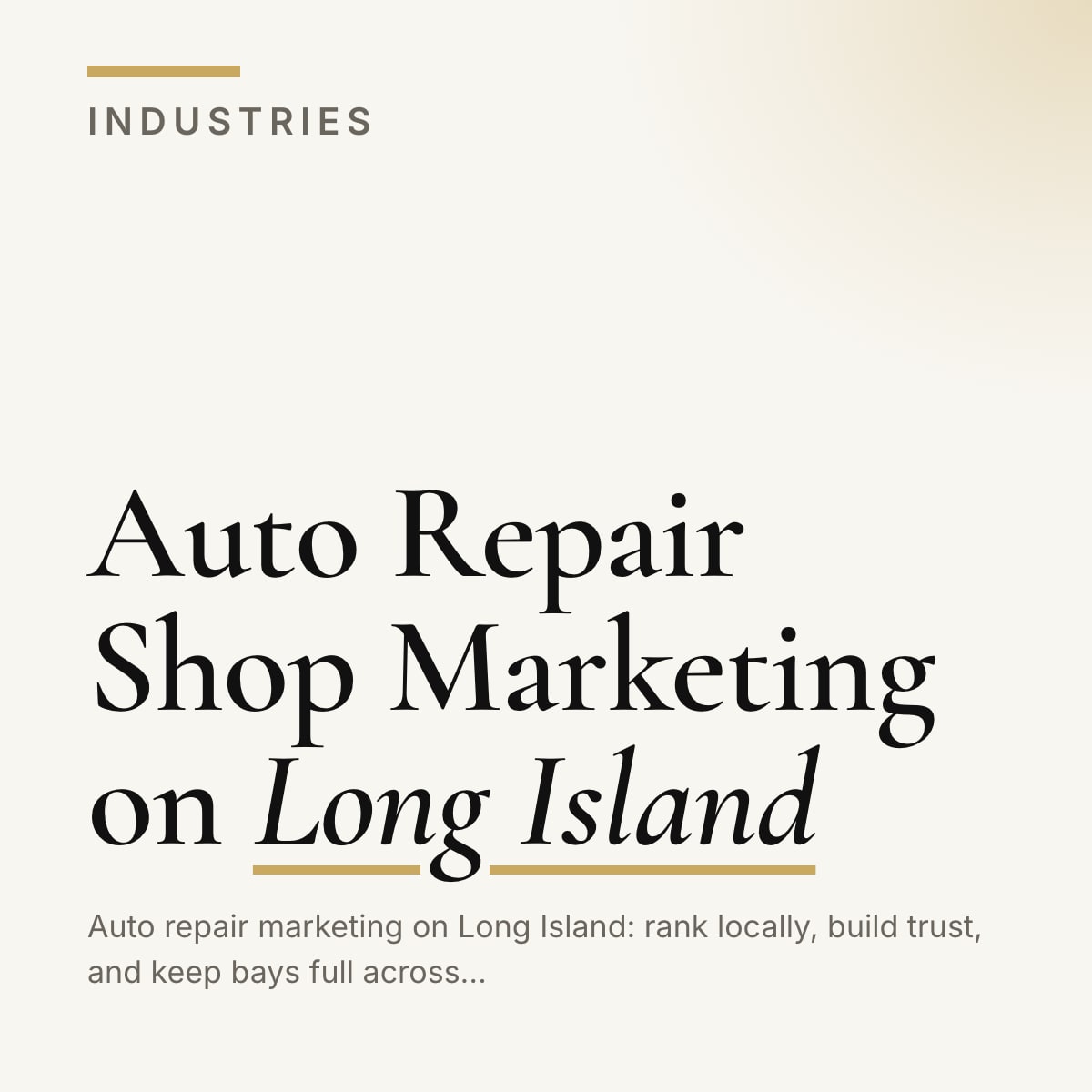 Journal cover reading Auto Repair Shop Marketing on Long Island