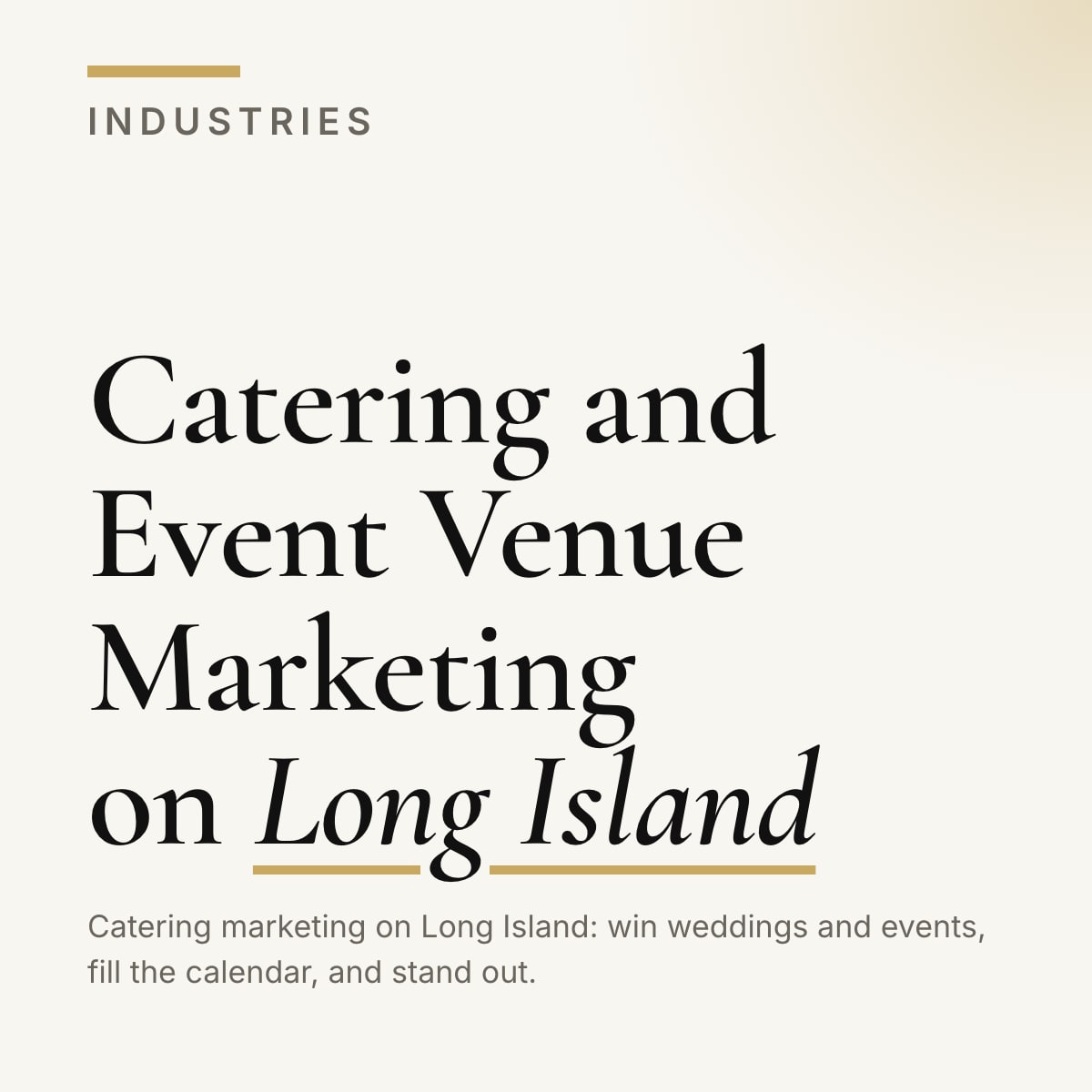 Journal cover reading Catering and Event Venue Marketing on Long Island