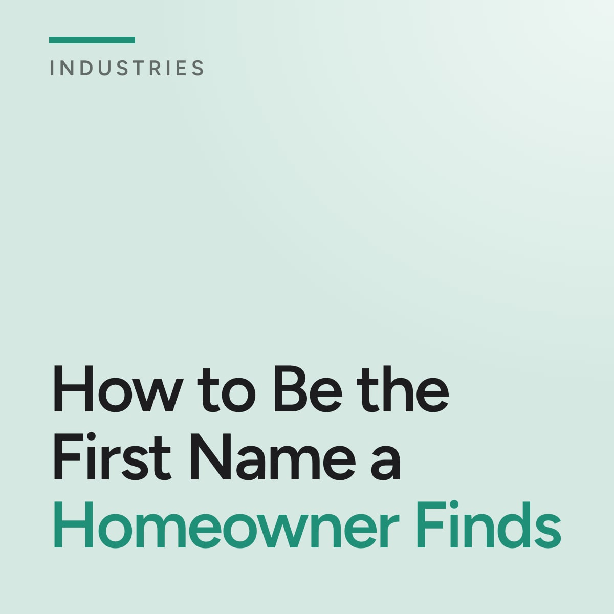 Journal cover reading How to Be the First Name a Homeowner Finds