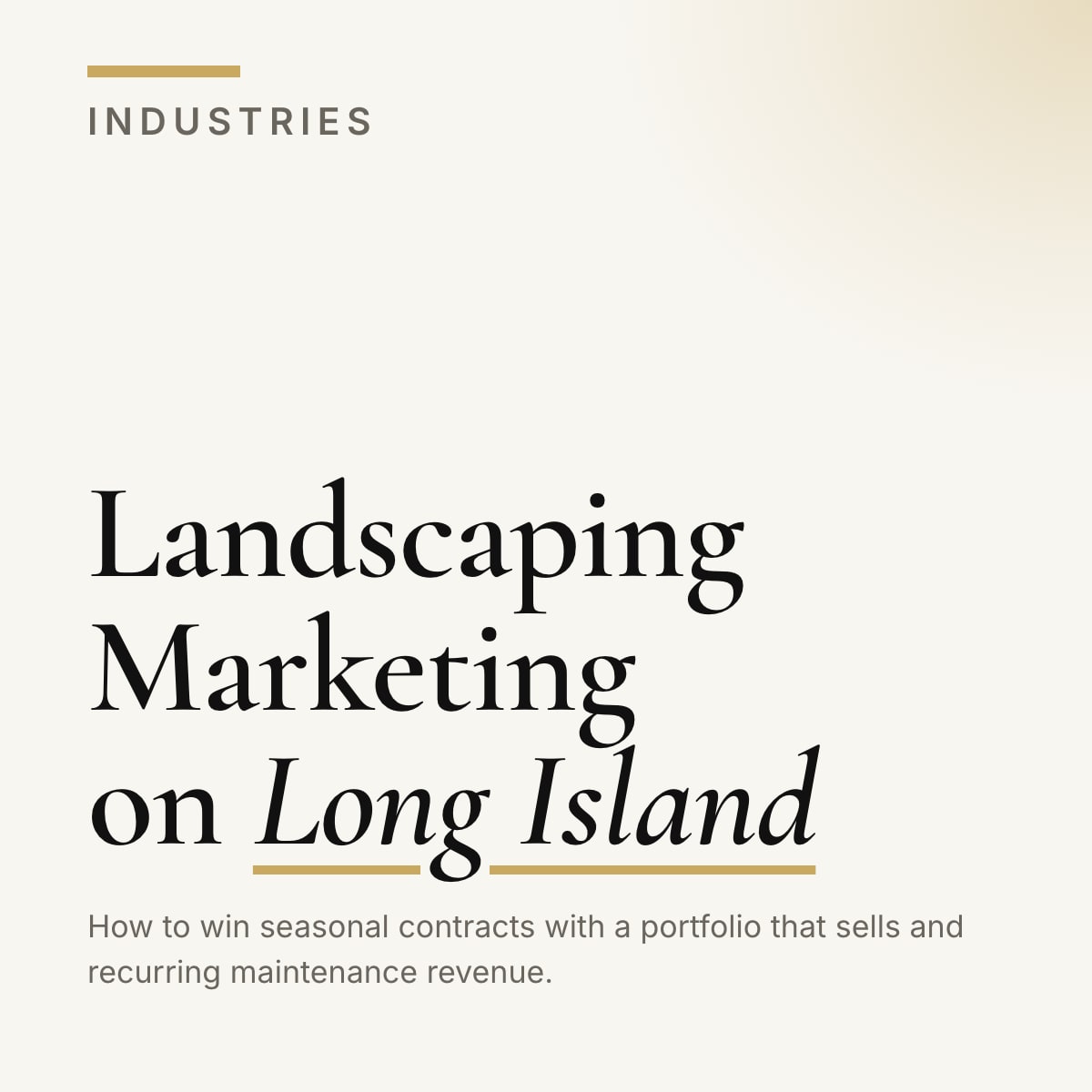Journal cover reading Landscaping Marketing on Long Island