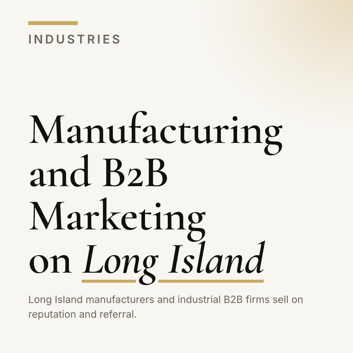 Journal cover reading Manufacturing and B2B Marketing on Long Island
