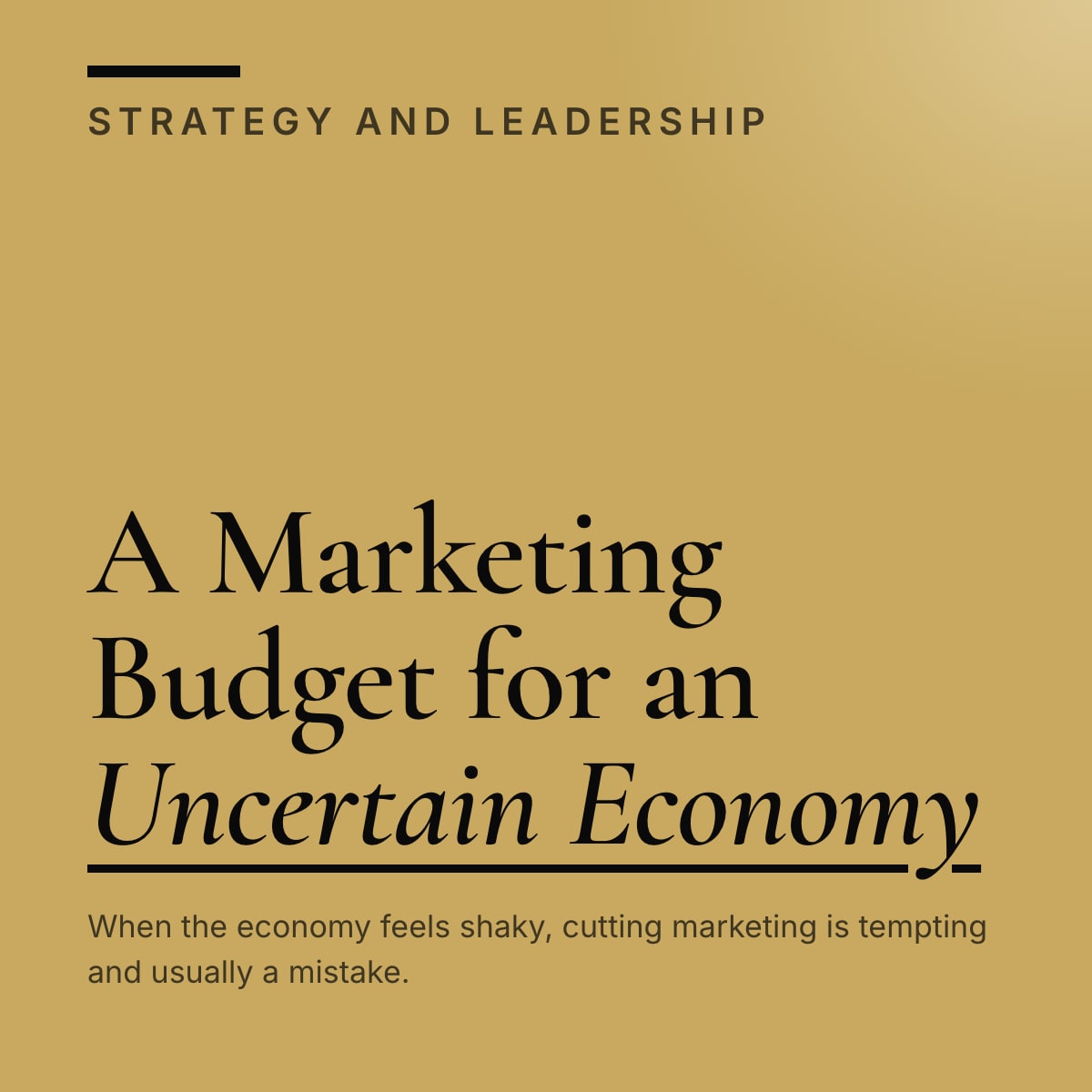 Journal cover reading A Marketing Budget for an Uncertain Economy