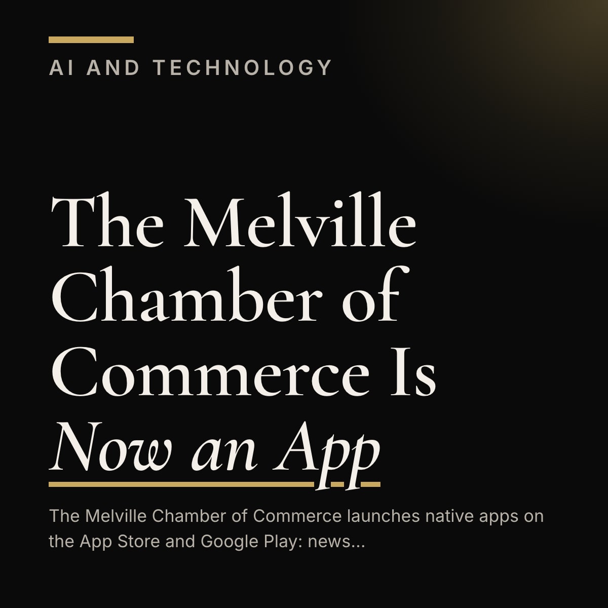 Journal cover reading The Melville Chamber of Commerce Is Now an App