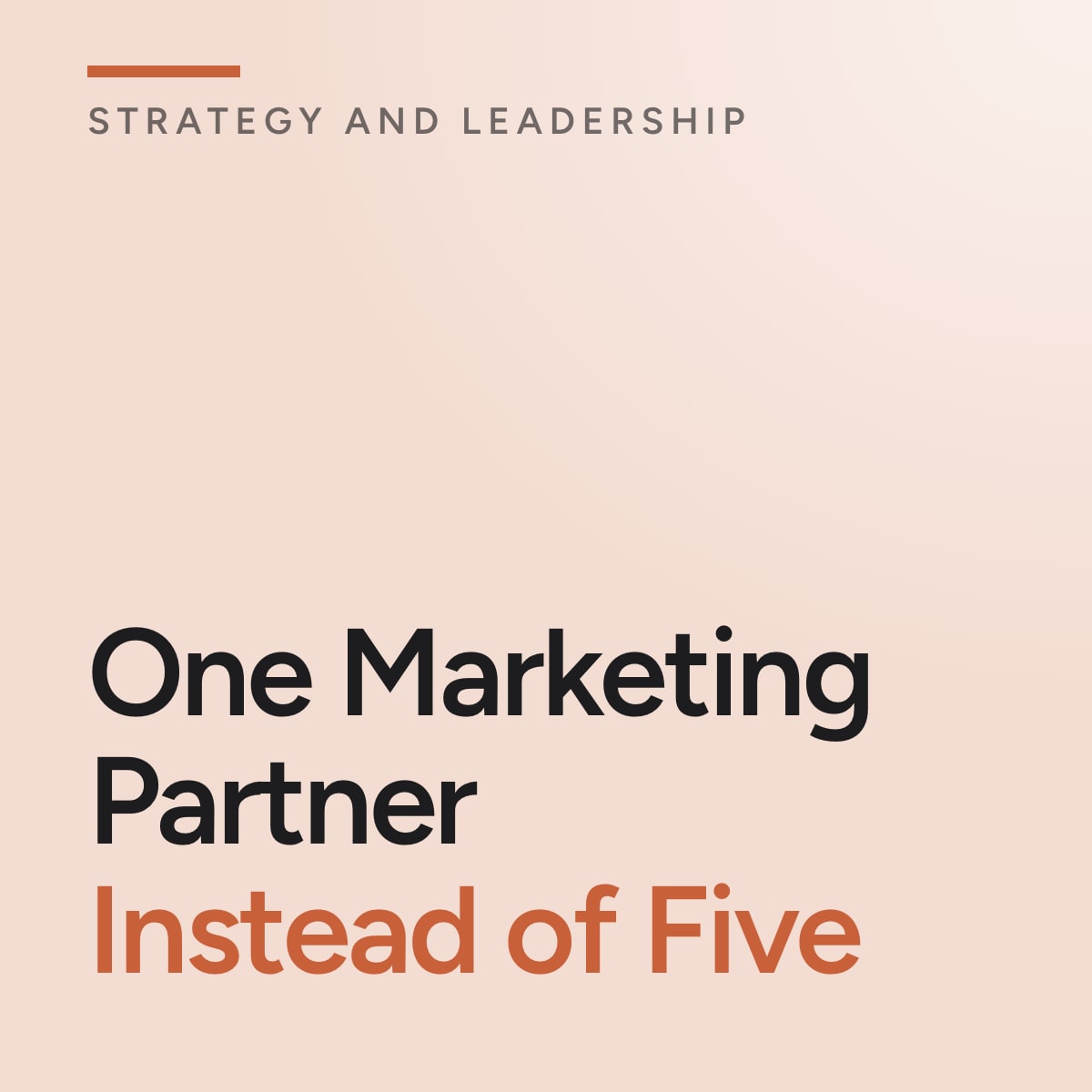 Journal cover reading One Marketing Partner Instead of Five