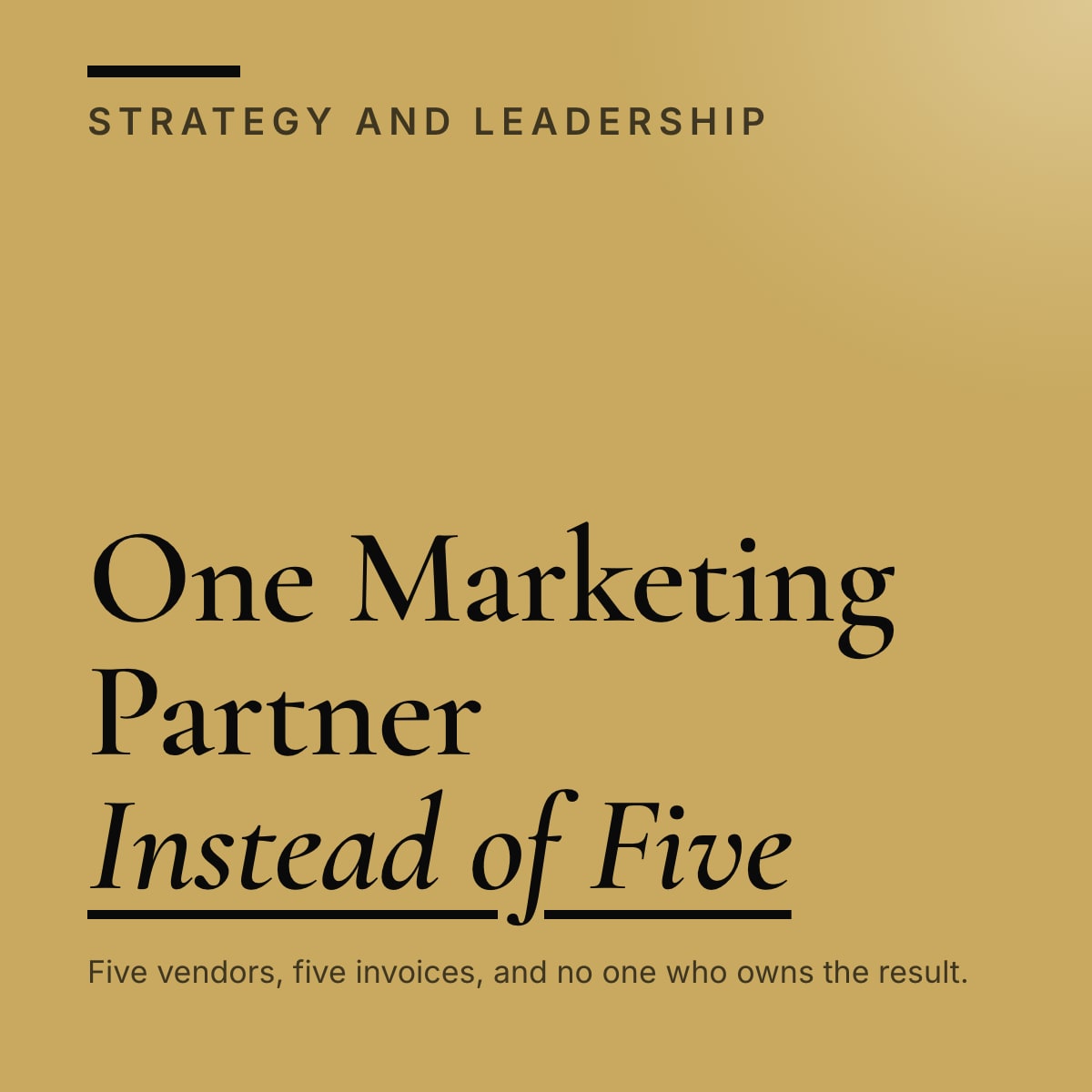 Journal cover reading One Marketing Partner Instead of Five