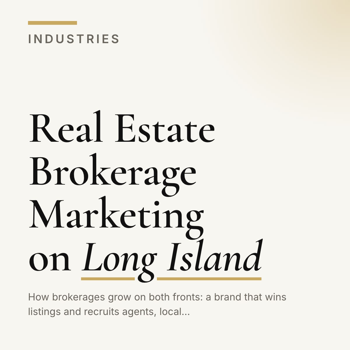 Journal cover reading Real Estate Brokerage Marketing on Long Island