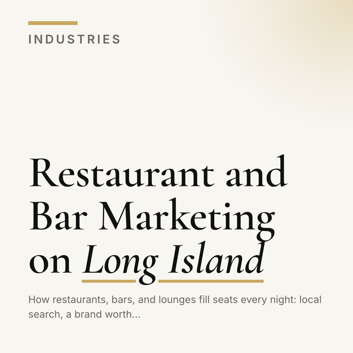 Journal cover reading Restaurant and Bar Marketing on Long Island