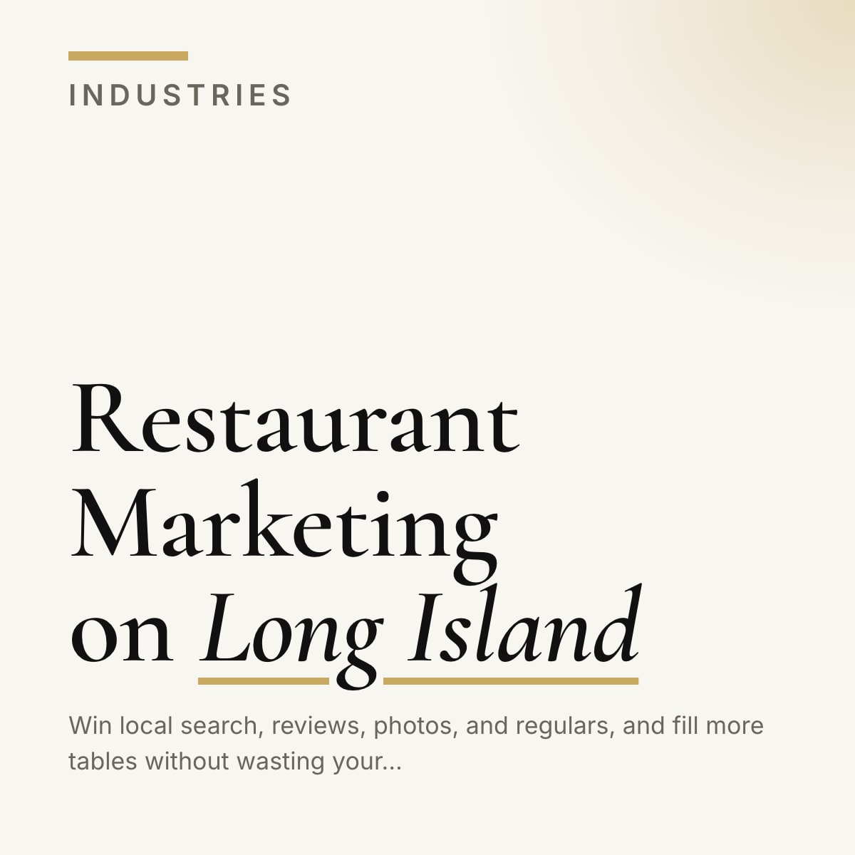 Journal cover reading Restaurant Marketing on Long Island