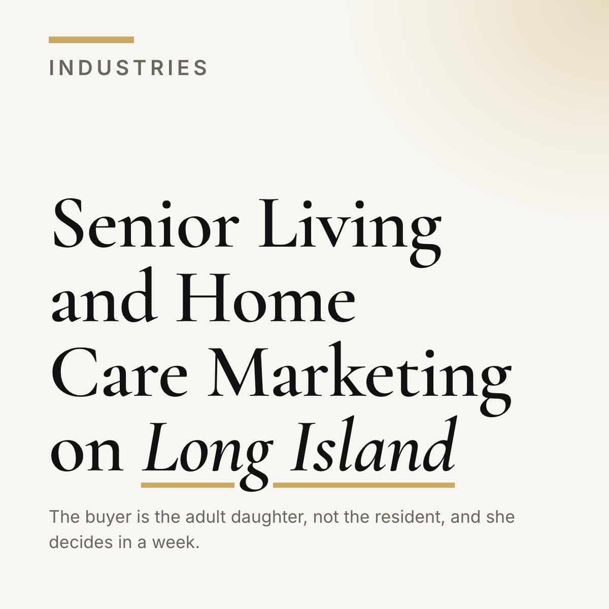 Journal cover reading Senior Living and Home Care Marketing on Long Island