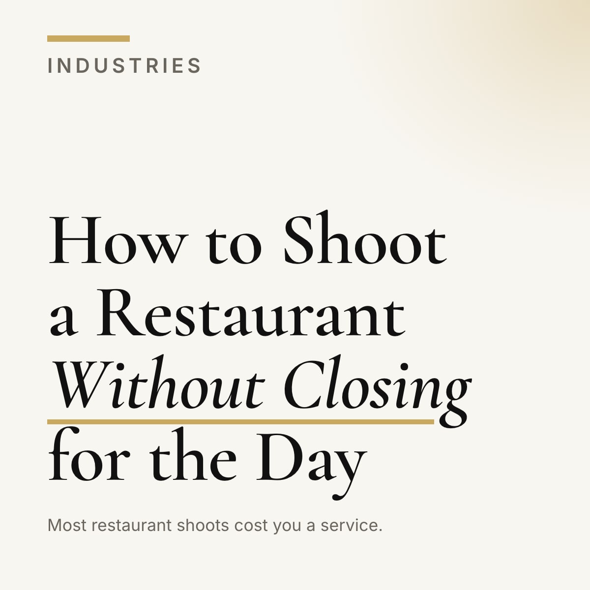 Journal cover reading How to Shoot a Restaurant Without Closing for the Day