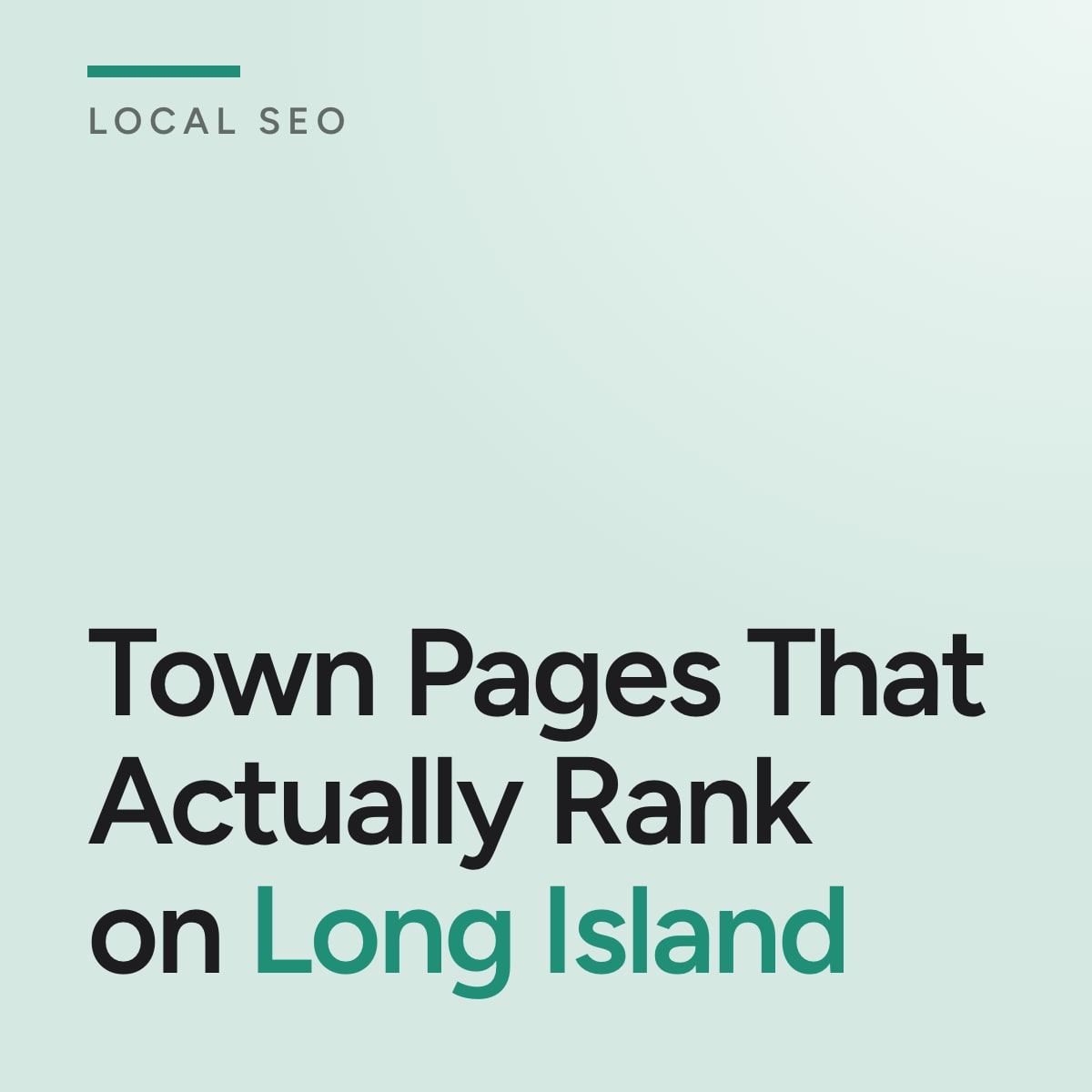 Journal cover reading Town Pages That Actually Rank on Long Island