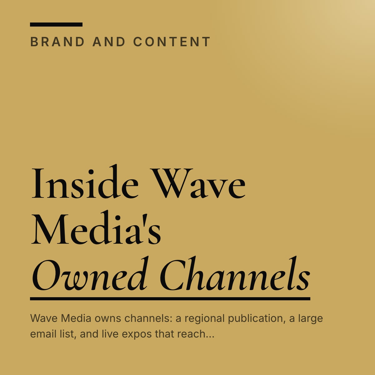 Journal cover reading Inside Wave Media's Owned Channels