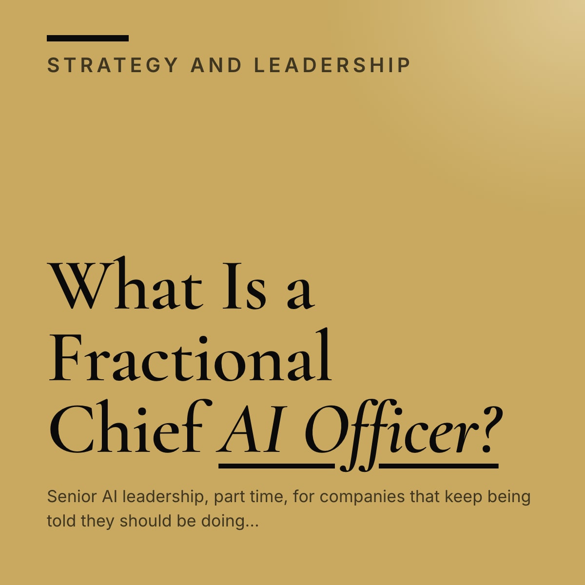 Journal cover reading What Is a Fractional Chief AI Officer?
